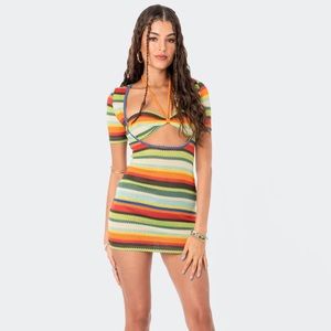 Edikted ANDREA CUT-OUT KNITTED MINI DRESS